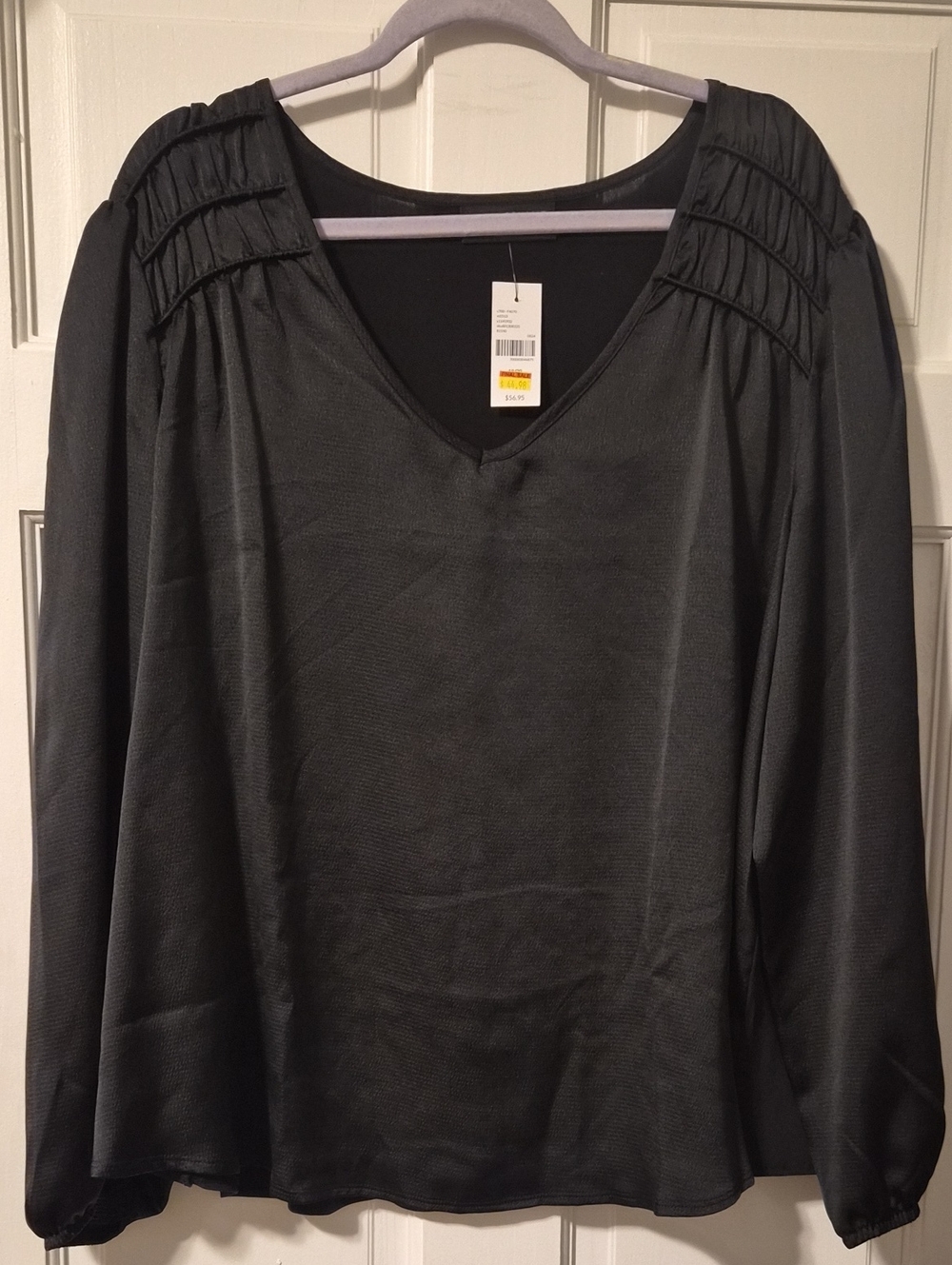 Black V-Neck Long Sleeve Blouse - Lane Bryant 18/20